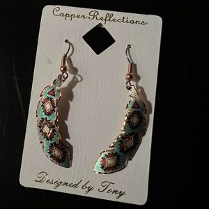 Copper Feather Earrings
